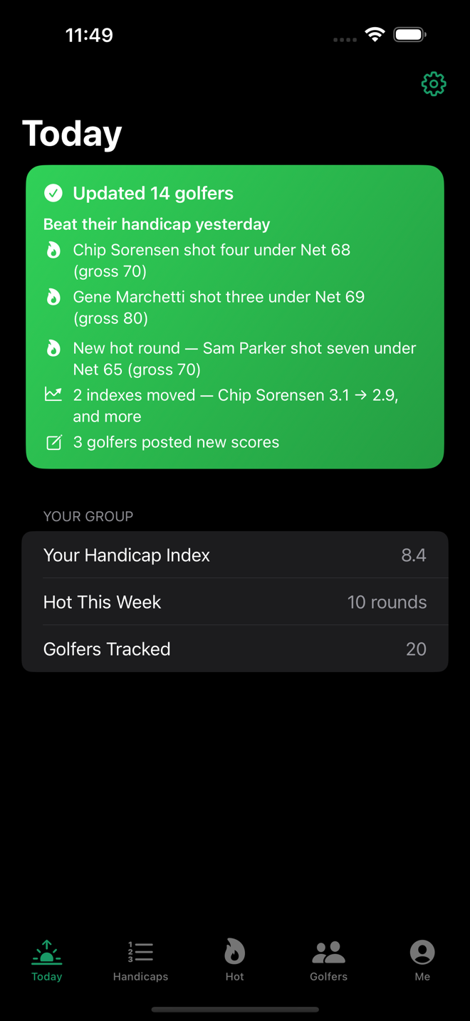 The Today screen in SwingEasy Loop